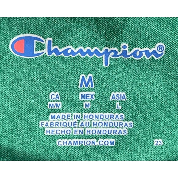 Champion Mens Green Crewneck T-Shirt Medium Cotton Short Sleeve Casual Wear - Picture 9 of 12